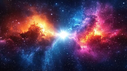 Naklejka premium Cosmic Nebula Collision Stellar Explosion in Space