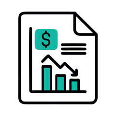 Accounting Software Decline Chart Dollar Document Invoice File Icon