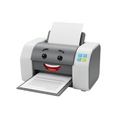 Cute cartoon printer illustration isolated on white background