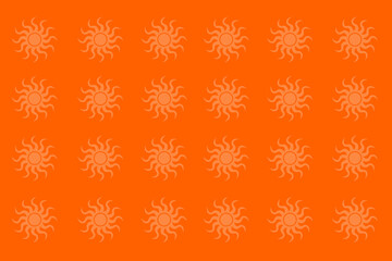 Bright orange background with sun motifs creating a cheerful, vibrant pattern perfect for summer-themed designs or decorations