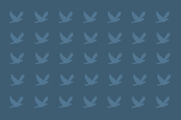 Patterns of birds flying against a blue background, symbolizing freedom and nature's grace