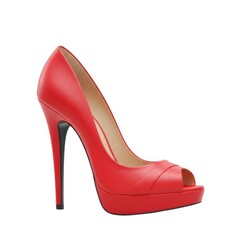 Red high heel shoes isolated on white background