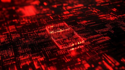Abstract Red Digital Circuit Board Technology Background Futuristic Glowing Lines Modern Design High Tech Innovation Digital Art Network Data Red Light Electronic System Powerful Technology Innovation