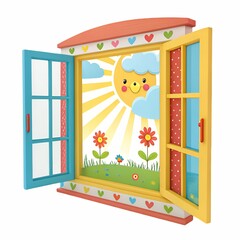 window icon, 3d window icon on white background 