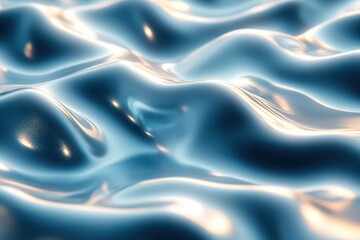 Fototapeta premium Abstract Blue Waves with Golden Highlights A Smooth Flowing Texture for Design and Artistic P