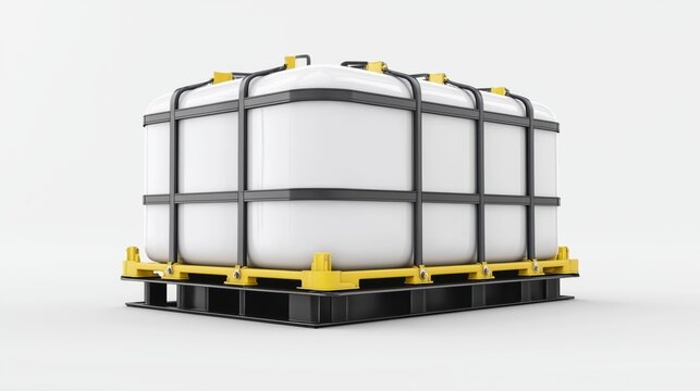 IBC or Intermediate Bulk Container tank isolated on white background.