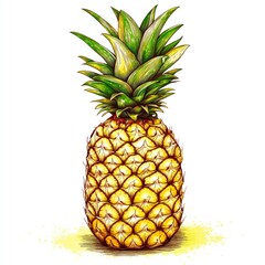 Fototapeta premium A vibrant hand-drawn illustration of a juicy pineapple