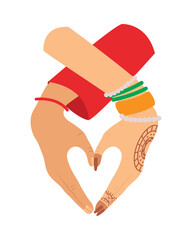 Indian Wedding Hands Couple Heart Gesture