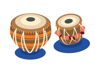 Indian Classical Tabla Traditional Music Percussion Pair Instrument Vector