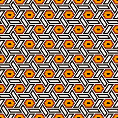 Hexagonal seamless pattern. Mosaic tiles. Geometrical wallpaper. Honeycomb print. Ethnic ornament illustration. Wicker background. Flooring image. Geometric backdrop. Vector artwork.