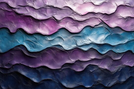 Abstract Wavy Layers in Purple and Blue Gradient Textures for Design and Artistic Projects