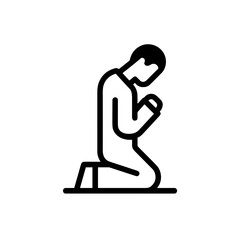 Person in Prayer Kneeling in Contemplation  