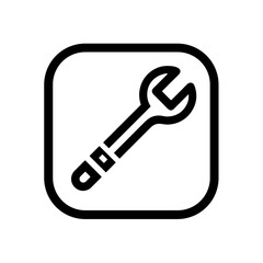 Simple Line Icon of a Wrench in Black on White Background  