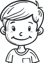 Obraz premium A cheerful cartoon illustration of a smiling boy with short hair and a friendly expression.