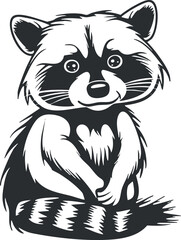 Fototapeta premium A cute cartoon raccoon illustration with a playful expression and distinctive features.