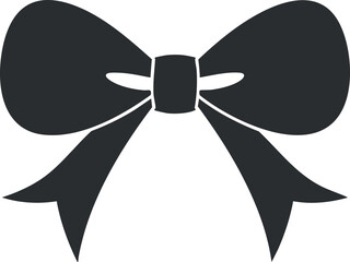 A simple black silhouette of a decorative bow suitable for various occasions and crafts.