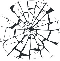 Obraz premium A detailed illustration of a shattered glass effect showcasing intricate cracks and patterns.