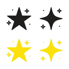 Vector Star With Sparkling Star Icon Set