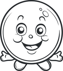 Fototapeta premium A cheerful cartoon bowling ball character with a happy face and playful expression.