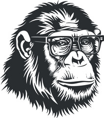 Fototapeta premium Stylized illustration of a gorilla wearing glasses with a humorous and playful expression.