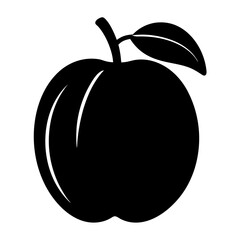 plum fruit minimalist silhouette vector icon - for graphic design projects plum, Modern Artwork.