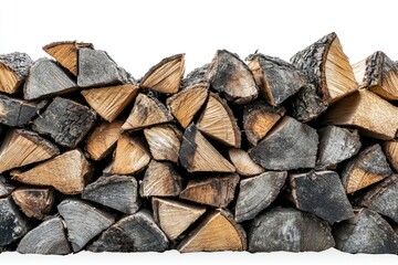 Fototapeta premium Pile of Firewood on White Background