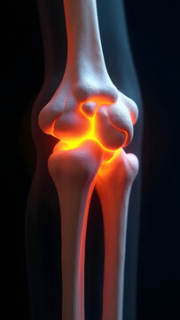 An illuminated coronoid process glowing rust/cobalt with muscle scars. Ideal for ancient tool-use studies or joint replacement design.