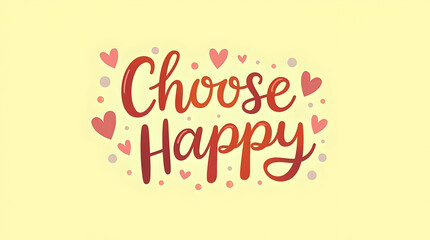 Obraz premium Choose Happy in Pastel Hand-lettered Font