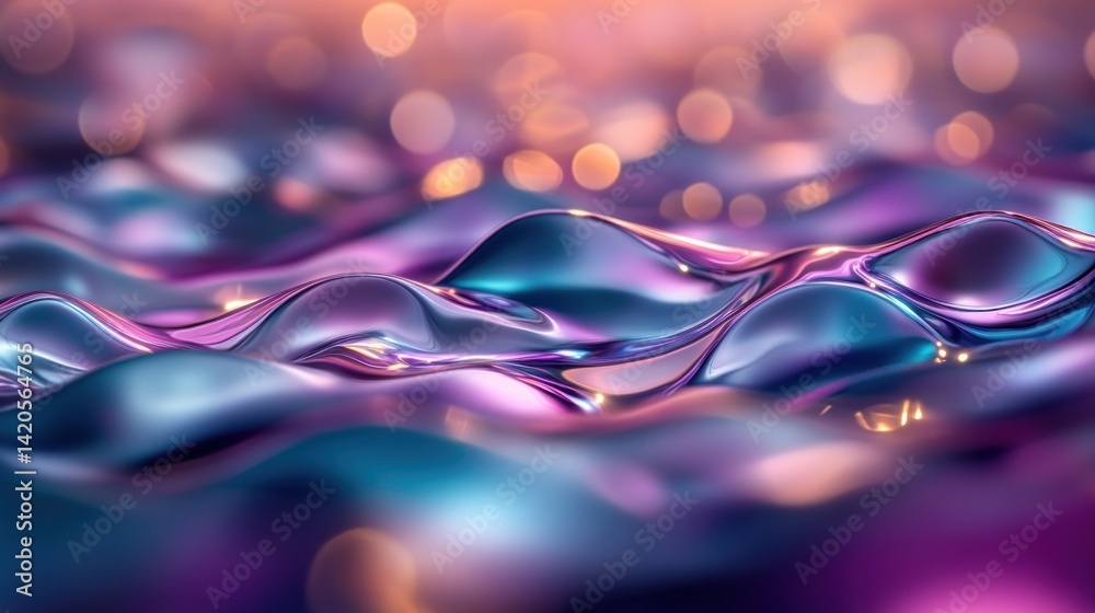 Poster abstract depiction of flowing waves with multiple color gradients