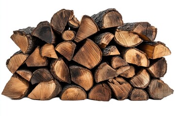 Fototapeta premium Pile of Firewood on White Background