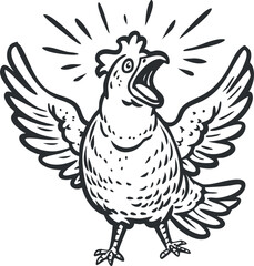 Obraz premium A joyful cartoon bird with wings spread wide, expressing happiness and energy through singing.