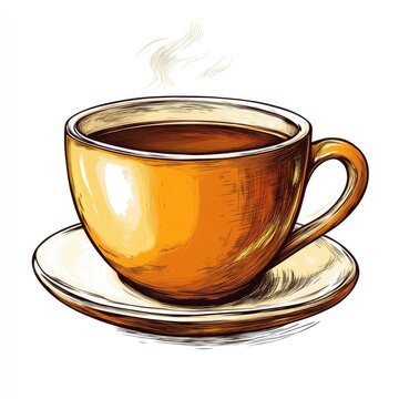 Aromatic Coffee in a Golden Cup: A Warm and Cozy Drink