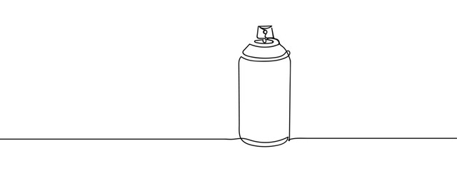 Continuous line spray can vector illustration with transparent background editable stroke.