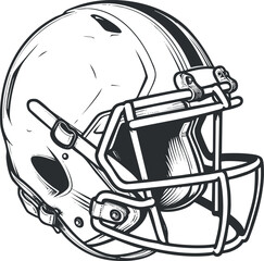 Fototapeta premium A detailed illustration of a football helmet showcasing its design and structure for sports.