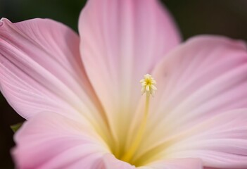 close up of a pink flower with a yellow center