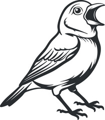 Obraz premium Stylized black and white illustration of a bird showcasing its features and details.