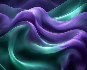 Obraz premium Abstract digital art of wavy, flowing layers in teal and purple hues