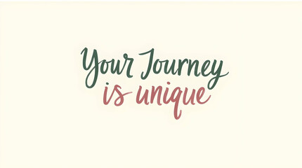 Fototapeta premium Your Journey is Unique in Elegant Hand-Lettered Typography in Pastels
