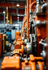Fototapeta premium row of orange pipes in a factory