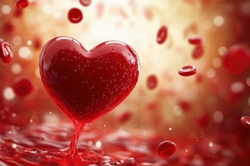 Obraz premium Red Heart Shape with Blood Cells Art