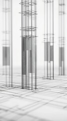 Architectural Model with Gridded Columns and Plan