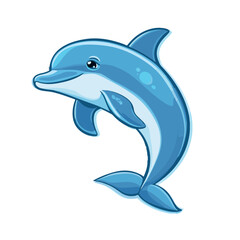 Fototapeta premium ACartoon dolphin happily jumping on white background with copy spacedobe Illustrator Artwork