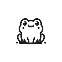 Cute cartoon frog happily sitting on white background with copy space