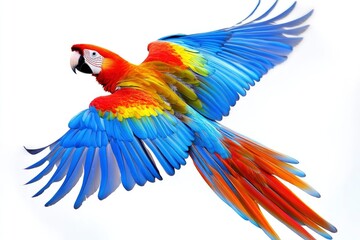 Fototapeta premium Flying Macaw Parrot with Colorful Feathers