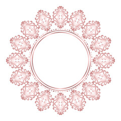 Damask Round Wreath rose gold circular round ornament floral Abstract pattern, Classic Victorian traditional style, illustration Vintage Design, Floral frames, Mandala, Antique, Moroccan frame