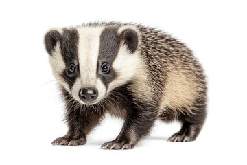 Fototapeta premium Isolated Badger Cub on White Background