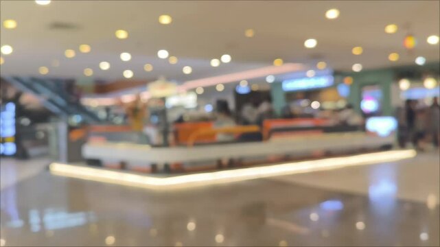 blurry concept of people walking in a mall.