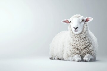 Fototapeta premium White Sheep Laying Down