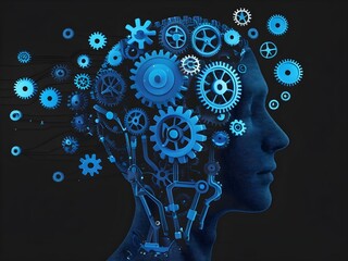 human head with gears