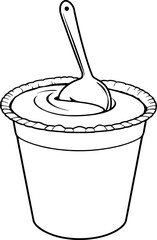 Creamy Yogurt Dessert In Disposable Cup With Spoon